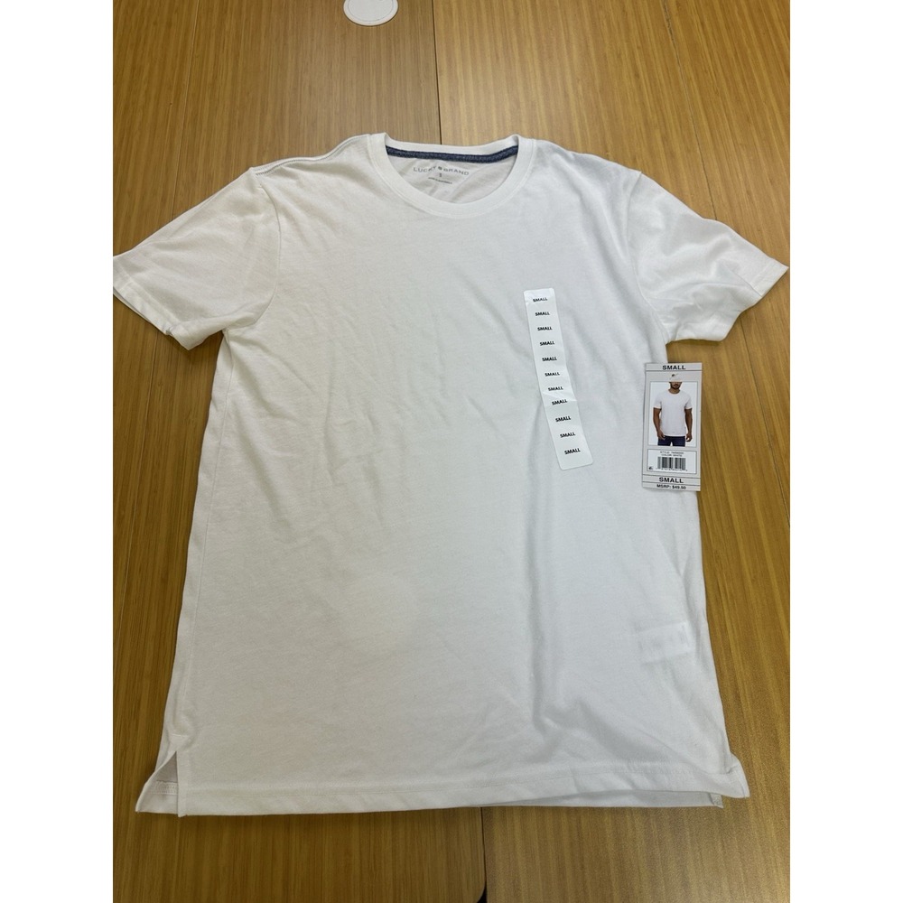 Lucky Brand Crewneck Ribbed Collar Side Slip Hem Short Sleeve White Tee Small